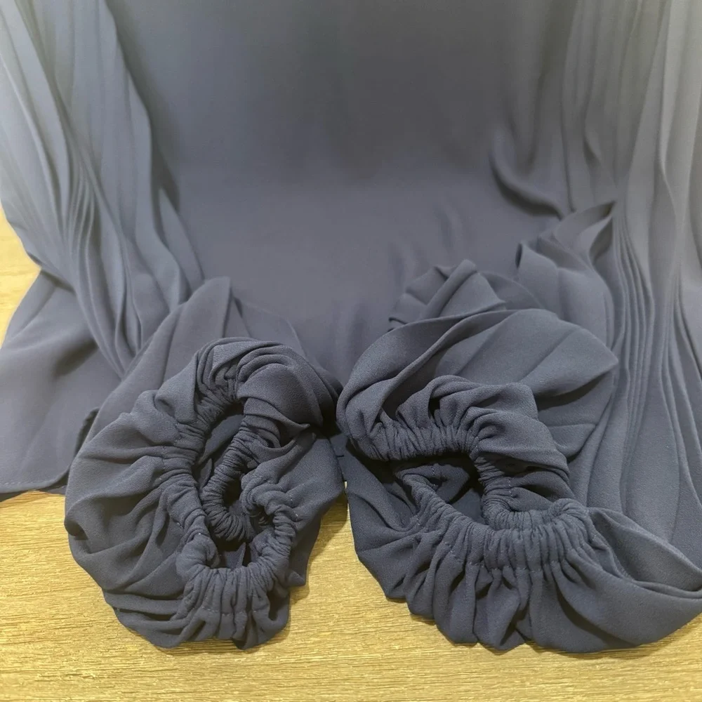 Express Navy Pleated Long-Sleeve Blouse | Size Medium | New with Tags